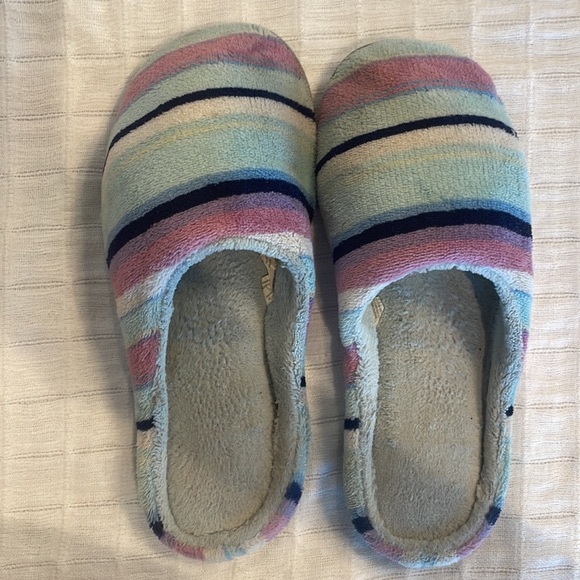 slippers striped blue pink flats - Picture 3 of 3
